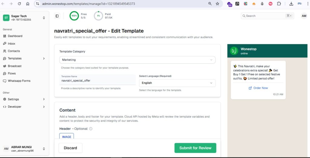 whatsapp template