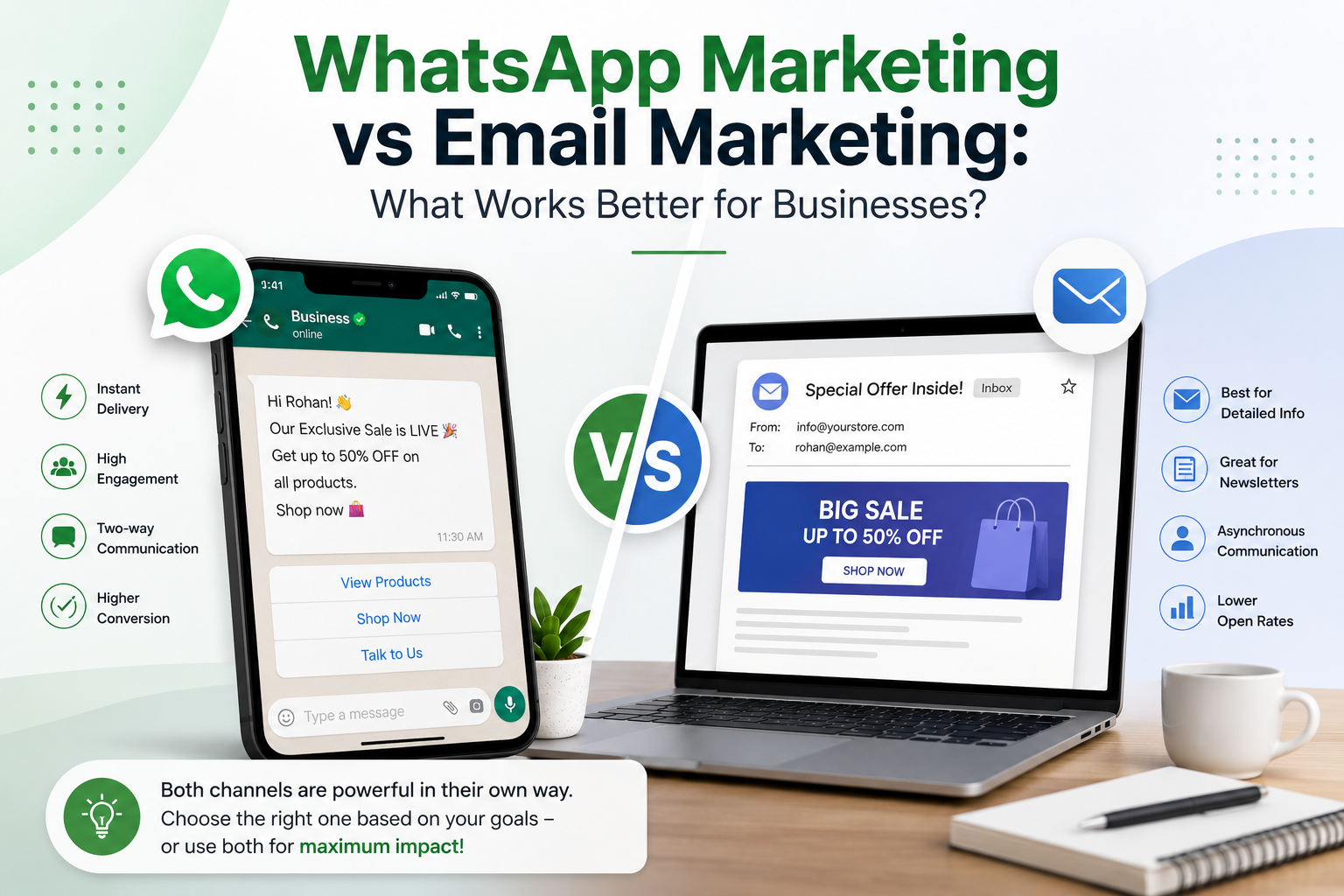 WhatsApp Marketing vs Email Marketing: What Works Better for Businesses?